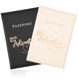 REEKNOKOL Passport Holder, 2 Pcs Leather Passport Cover PU Passport Holder Travel Wallet for Passport, Credit Card, Ticket Card, Business Cards, Boarding Passes (Black+White)