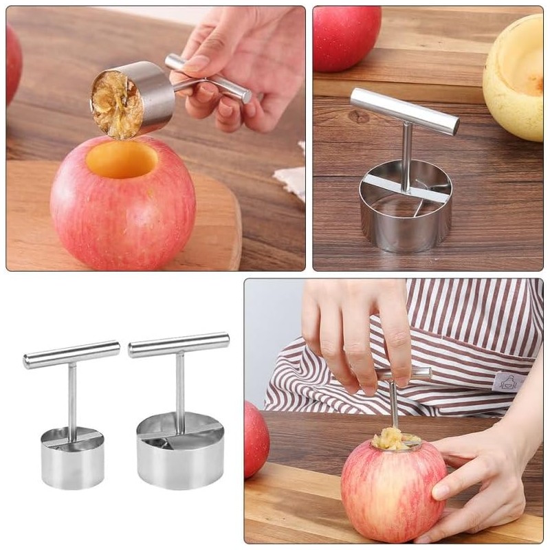 SUPVOX Descorazonador De Frutas De Acero Inoxidable, 2 Pzas