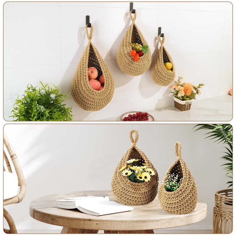 Wall Hanging Baskets for Organizing - 3 Pack Hanging Fruit