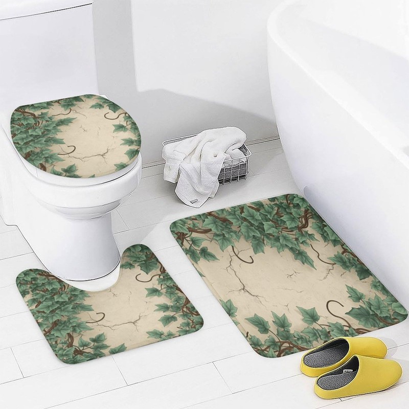 4Pcs Nature Ivy Vine Leaf Wall Shower Curtain 72W X