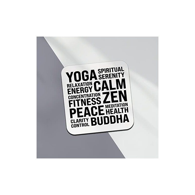 Square Single Coaster - Yoga Buddha Fitness Peace Meditation Words