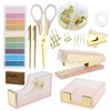 Desk Accessories Kit, Office Supplies Set with Acrylic Stapler, Tape