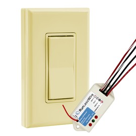 RunLessWire Low Voltage 8-30VDC Dimming Self Powered (NO Batteries) Wireless Light Switch - No Wiring, Battery, or WiFi Needed - Basic Low Volt Dimmer Kit: 1 Receiver, 1 Switch – Ivory