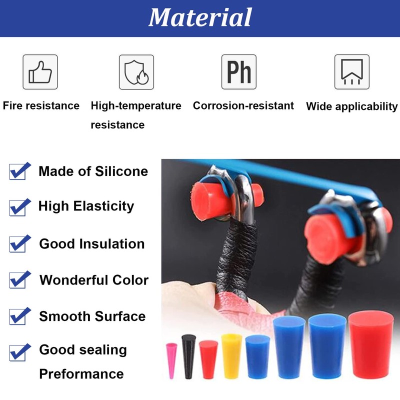 Tnisesm 100Pcs Silicone Rubber Tapered Plug Assortment Kits 1/16" to