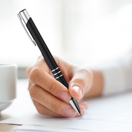 GIMEI® Metal Ballpoint Pen Pack of 10. Premium Ballpoint Pen Set High Quality Ballpoint Pen for Easy and Soft Writing. Blue Ink Ballpoint Pen Black as a Visual Eye-Catcher