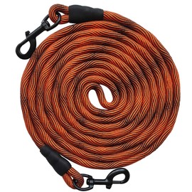 BTINESFUL Dog Tie Out, Check Cord Long Tether Rope Leash, 8ft 12ft 20ft 30ft 50ft 75ft Yard Training Dog Lead - Large Medium Small Dogs Outdoor Playing, Camping, or Backyard (12ft, Orange Black)