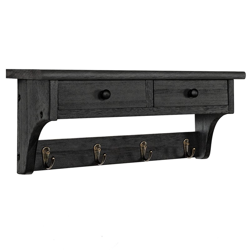 Emfogo Wood Coat Hooks Wall Mounted, Rustic Style with 4