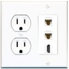 15 Amp Duplex Round Power Outlet 2 Cat6 Ethernet 1