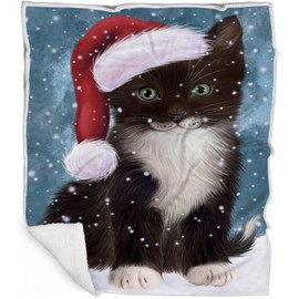 Doggie of the Day Tuxedo Cat Blanket - Let it Snow - Super Soft & Warm Pet Theme for Sofa or Bed, Warm Fleece, Sherpa or Woven Material, for Dog Lovers BLNKT163401 (60x80 Fleece)