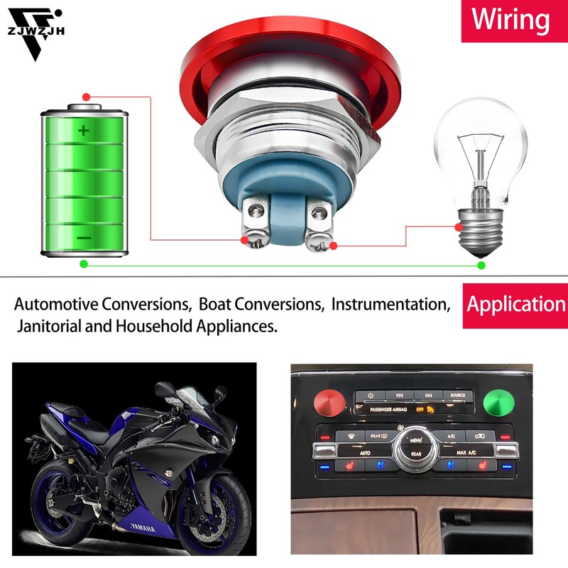 (5 Amp) Push Button Switch Red 22mm Momentary Mushroom Head