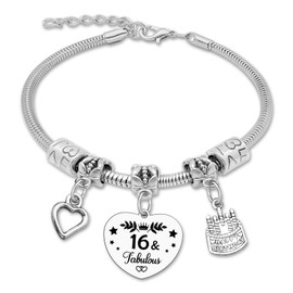16th Birthday Bracelet Gifts for Girls Daughter Stainless Steel Bracelet 16th Birthday Gifts for Sister Niece 16 Years Old Girl Gift Sixteen Gift for Girls Women Friends Valentine's Day Christmas