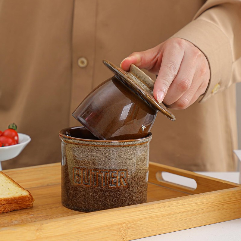Weigeqi Butter Jar, French-Style Butter Dish with Lid, with Water