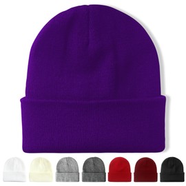 NPQQUAN Unisex Beanie Hats for Men Women Winter Knit Beanies Darkpurple