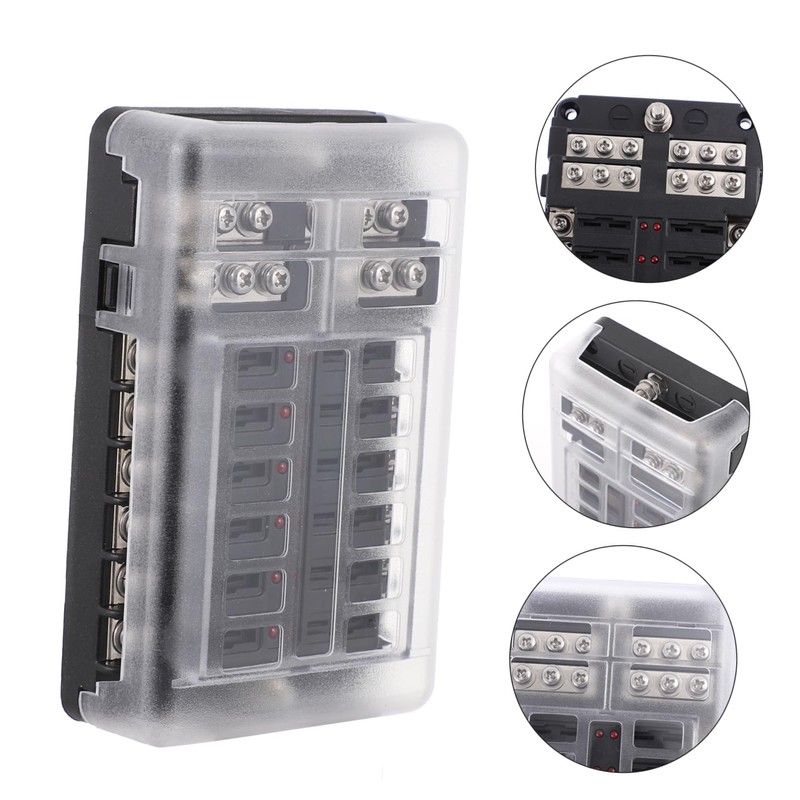 Mobestech 1set Way Fuse Block with Indicator Light Circuit Fuse