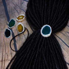 2 Stück Dreadlock Haargummi Set extra große Haargummis Dreadlock Zubehör für Frauen und Männer Dreadlocks Pferdeschwanz Halter Haargummi-Zubehör für Braids dickes lockiges Haar (Grün und Gelb)