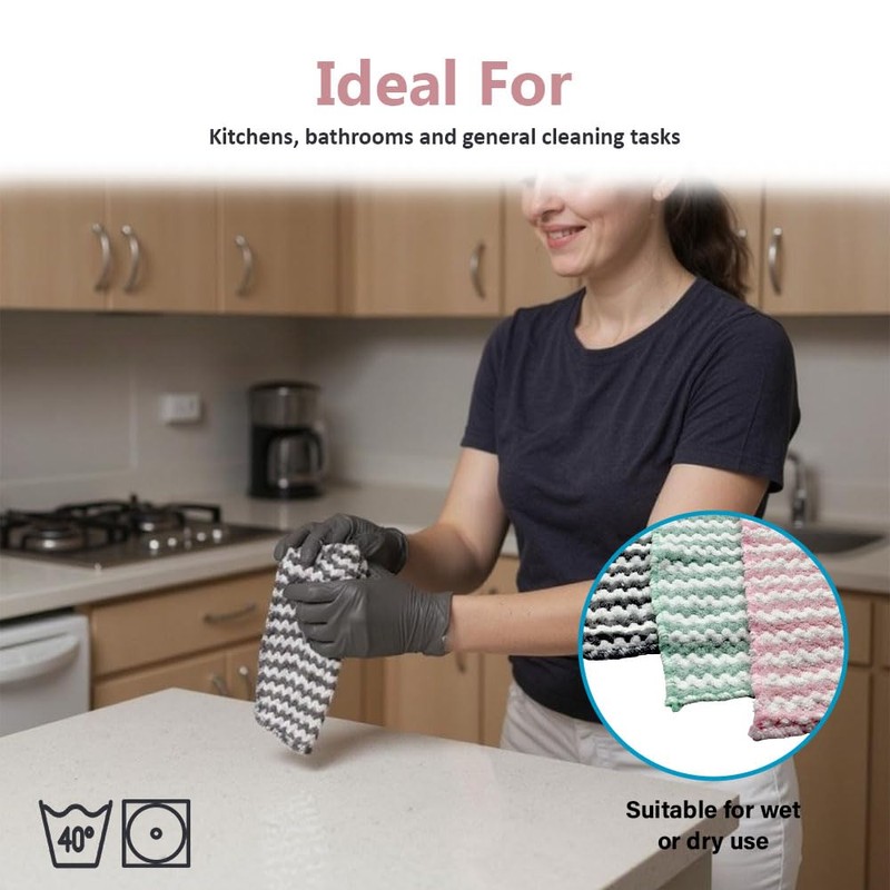 Ultra Absorbent Cleaning Cloths 3-Pack – Machine Washable Microfiber Cloths