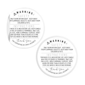 Candle Safety Stickers | 50 Pack | 2.5" Round | Candle Making Labels for Candle Jar