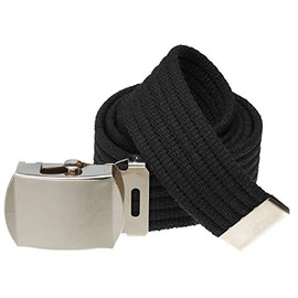 Jackster Belt, 100% Cotton Webbing Canvas Belt with RIBBED Texture, Hi-Polished Silver Metal Military Belt Buckle, Adjustable (Black)