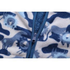 Feidoog Toddler Kids Polar Fleece Warm Jacket Baby Boys Girls Autumn Winter Zip-up Lightweight Long Sleeve Jacket,Blue Lion,3-4T