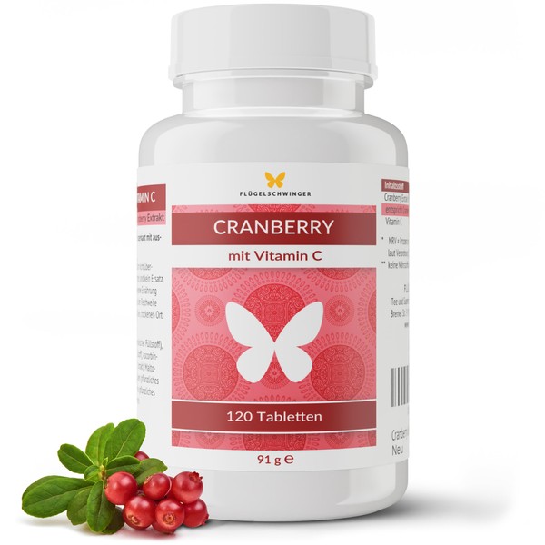 120 cranberry tablets for 4 months with vitamin C, only 1 tablet daily, made from 50x concentrated extract of natural cranberries, vaccinium macrocarpon, cranberry (120 tablets)