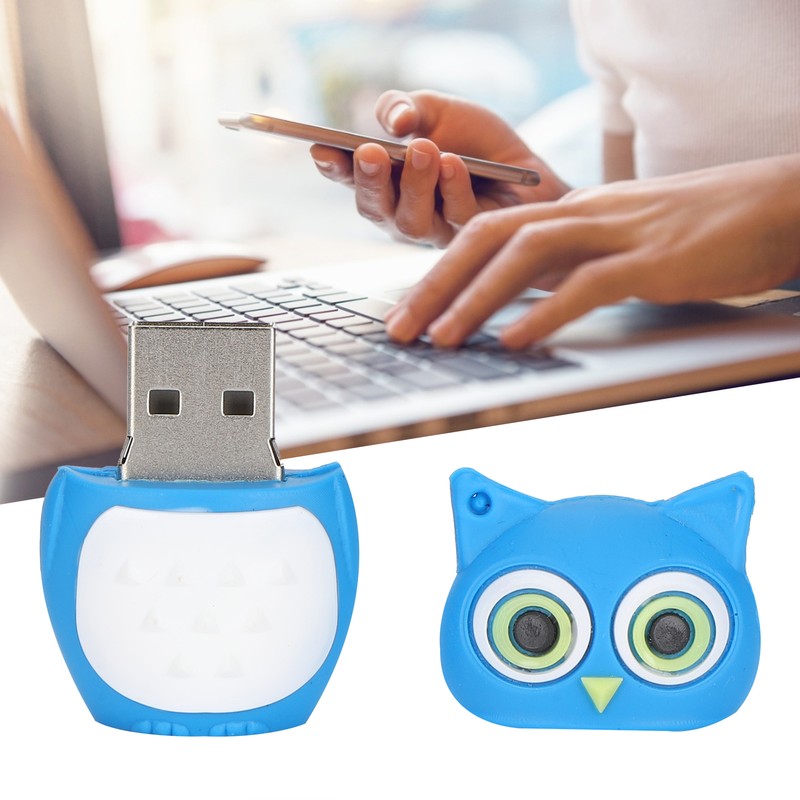Cartoon U Disk Blue Owl Appearance High Speed Bulk Storage