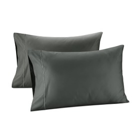 1000 Tc Gray Pillowcases Queen, 100% Cotton Pillowcases for Hotel Pillows, Standard Pillowcases Pack of 2, Luxury Sateen Weave Pillow Covers Set of 2- Charcoal