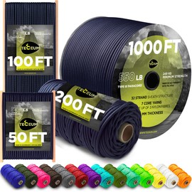 TECEUM Paracord Type III 550 Navy Blue – 1000 ft – 4mm – Tactical Rope MIL-SPEC – Outdoor para Cord –Camping Hiking Fishing Gear and Equipment – EDC Parachute Cord – Strong Survival Rope 038