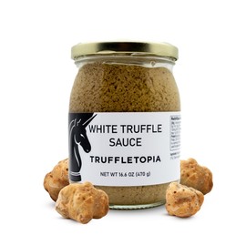Truffletopia I White Truffle Sauce I Made with Real White Truffles from Italy I Most Versatile Topping or Condiment, for Seasoning, Cooking & Baking I Gluten Free, Non-GMO, No MSG, Cholesterol Free, Sugar Free I 16.6 oz