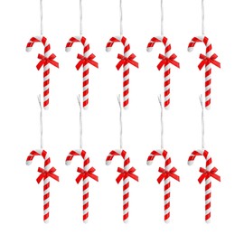 Pack of 10 Inflatable Candy Canes Christmas Decoration, Large Grinch Decoration, Christmas, Outdoor, Front Door, Candy Canes, Christmas Tree Decorations (Red/White)
