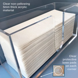 Sicily Guest Multifold Acrylic Paper Towel Holder (5mm Acrylic) Paper Towel Dispenser Countertop-Bathroom, Kitchen (10.75”W x 4.125”D x 5”H) Napkin Holder-Tri-fold Disposable Napkins Home, Restaurant