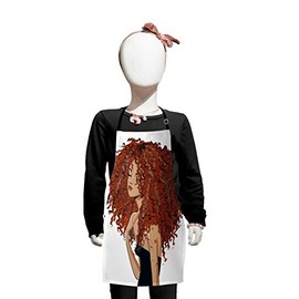 Lunarable Curly Hair Apron, Exotic Curly Girl with Freckles Hipster Woman Modern Red Hair Casual Style, Small Apron Bib with Adjustable Ties for Baking Painting, Small Size, Multicolor