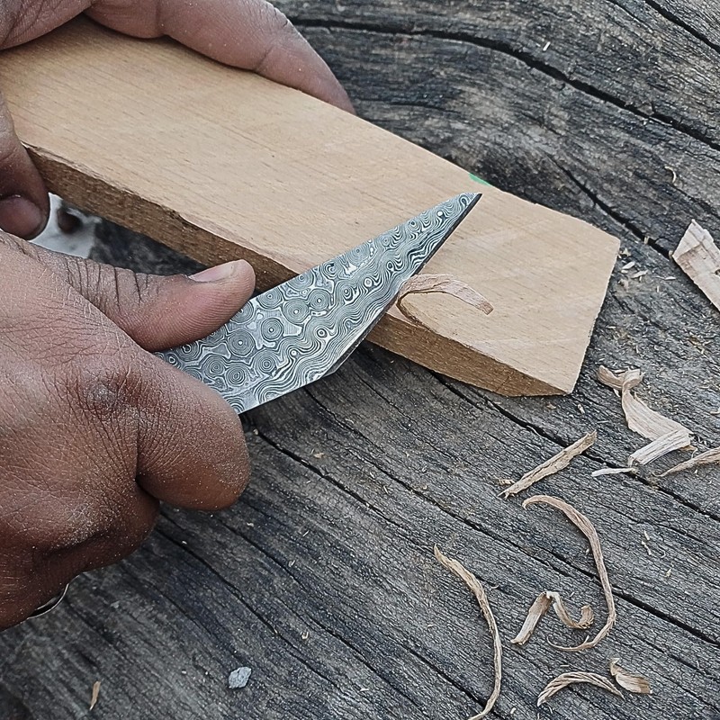 HAWK KNIVES Handmade Damascus Steel Blade Kiridashi Knife - 2.5
