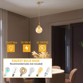 DTIEDY 1-Light Mini Pendant Light Kit, Gold Pendant Hanging Light Cord 4.92ft Adjustable, E26 Ceiling Hanging Light Fixture Vintage for Kitchen Farmhouse Dining Room, Bulb Not Included