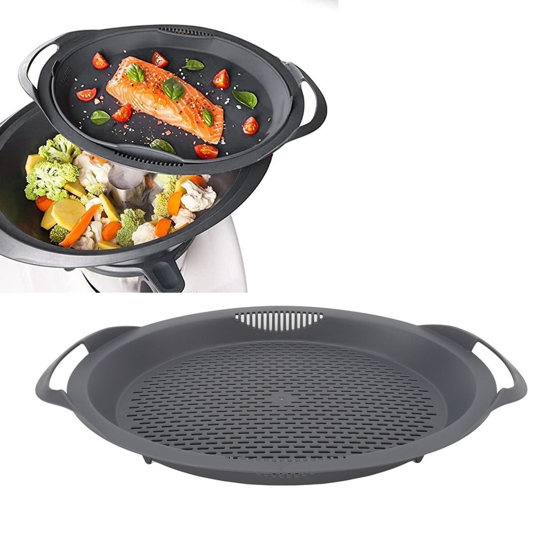 Kitchen Food Processor Robot Tray with Perforated Holes Steaming Tray