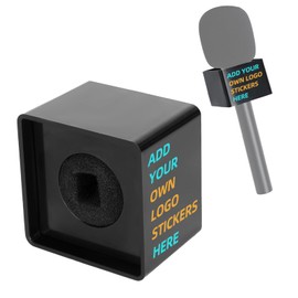 Microphone Flag Station for Interview Microphone Handle for RODE Wireless GO, DJI 2 Mic, Portable ABS Cube Shaped Mic Flags News Microphone Prop for Interview Reporter Host (Black)