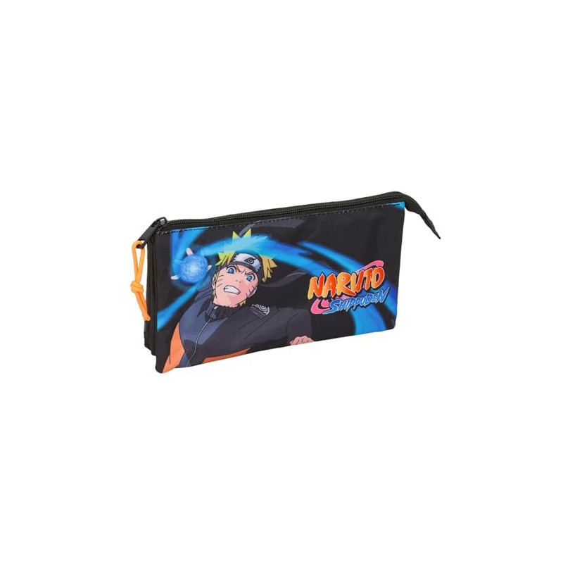 safta Naruto Pencil Case with Three Compartments for Kids, Ideal