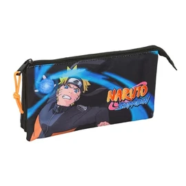safta Naruto Pencil Case with Three Compartments for Kids, Ideal for School Age, Comfortable and Versatile, Quality and Durability, 22 x 3 x 12 cm, Black, M, Casual, black, M, casual