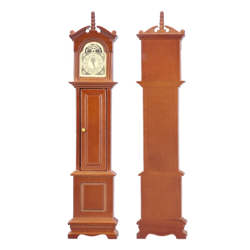 1/12 Dollhouse Miniature Grandfather Clock Wooden Mini Model Furniture Accessory
