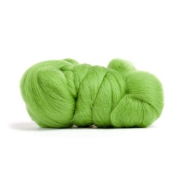 Merino Wool Roving, Premium Combed Top, Color Kiwi Green, 21.5 Micron, Perfect for Felting Projects, 100% Pure Wool, Made in The UK