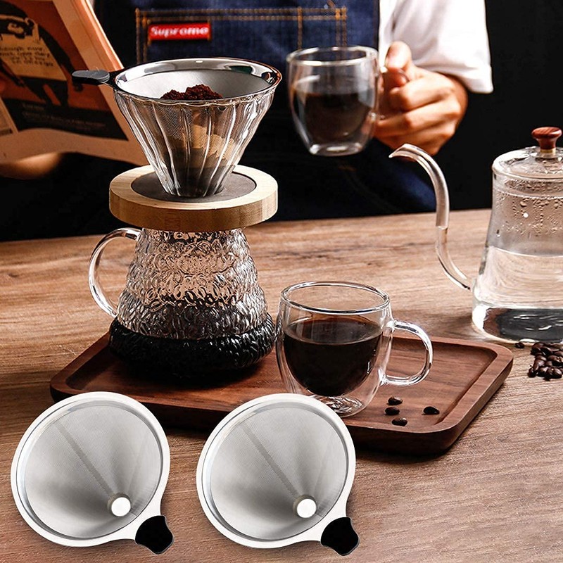 MEICHU Pour Over Coffee Filter 2PCS, Stainless Steel Coffee Filter,