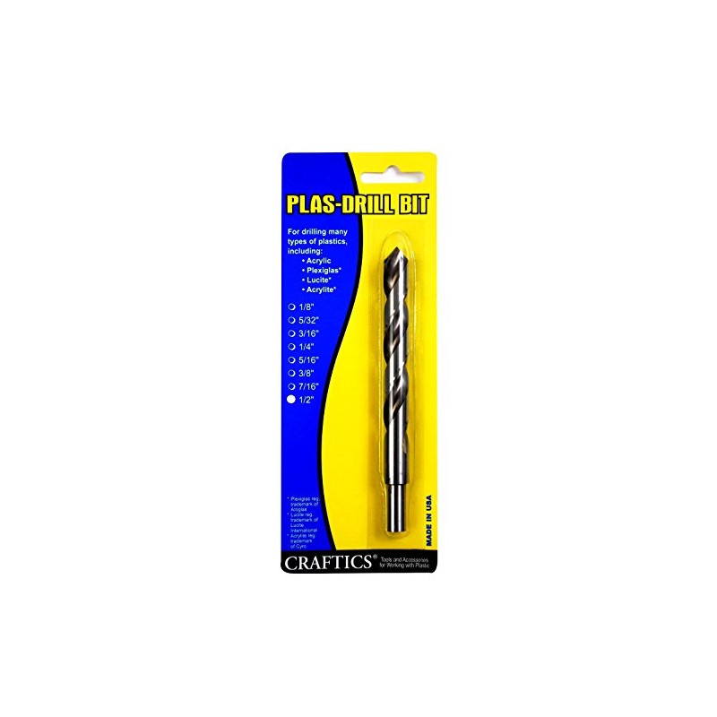 1/2" Drill Bit for Plastic (Acrylics, Plexiglas, Lexan, ABS, PVC,