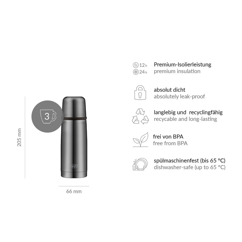 alfi ISOTHERM PERFECT AV 350 ml, Cool Grey Matt, Stainless