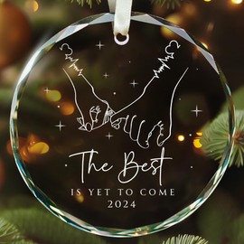 Engagement Gifts for Couples - Gifts for Newly Engaged Couples - Happy Engagement Gifts for Her, Bride, Bride to Be - Just Engaged Gifts for Her, Friends - Engagement Gift - Glass Christmas Ornament