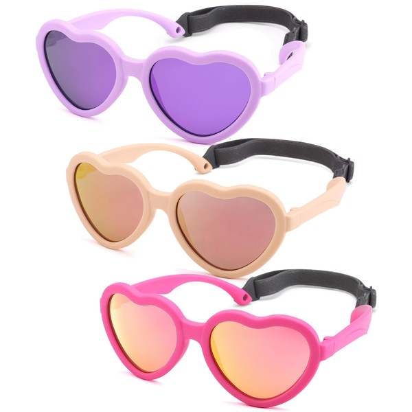 NULOOQ Kids Heart Sunglasses for Girls – Cute Polarized Flexible