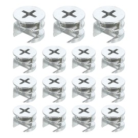 sourcing map Furniture Cam Lock Fasteners 15 x 12mm, 15Pcs Cam Lock Nut Connectors Fittings, Joint Connector Locking Nuts for Cabinet, Drawer, Wardrobe, Panel Connecting, White