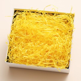 Ankelesz Easter Basket Filler Paper Shred, Shredded Grass Stuffer Crinkle Confetti Raffia Paper Gift Box Filler for DIY Gift Wrapping (Yellow)