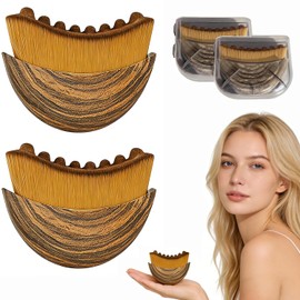 2PCS Lymphatic Contour Face Brush, Soft Facial Drainage Massager Tool for Face & Neck Lifting, Jawline Chin Sculpting, De-Puff Dry Brushing, Gua Sha Brush, Curved Ergonomic Design (Brown, 2-Pack)