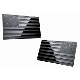 USA American Embossed Stainless Steel Metal Flag for Cars, Trucks Show (3.12" x 2", Black, 2pcs Left&Right)
