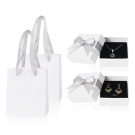 2 Pack Jewellery Gift Box with Gift Bag, Small Gift Boxes with Lids for Earrings, Rings