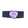 Girls Cotton Headband Headwrap with Rainbow Sequin Heart - Navy